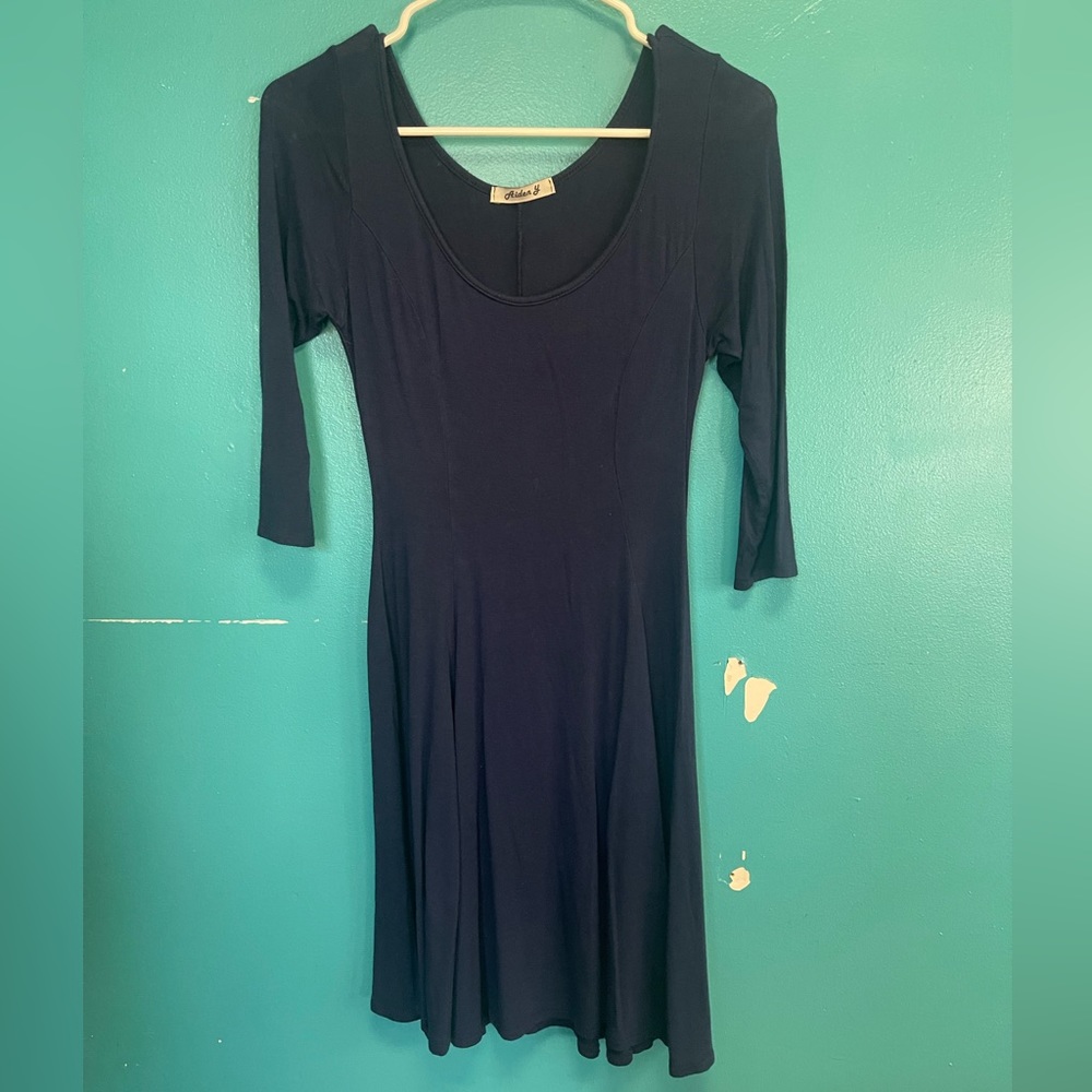 Dark navy blue dress.